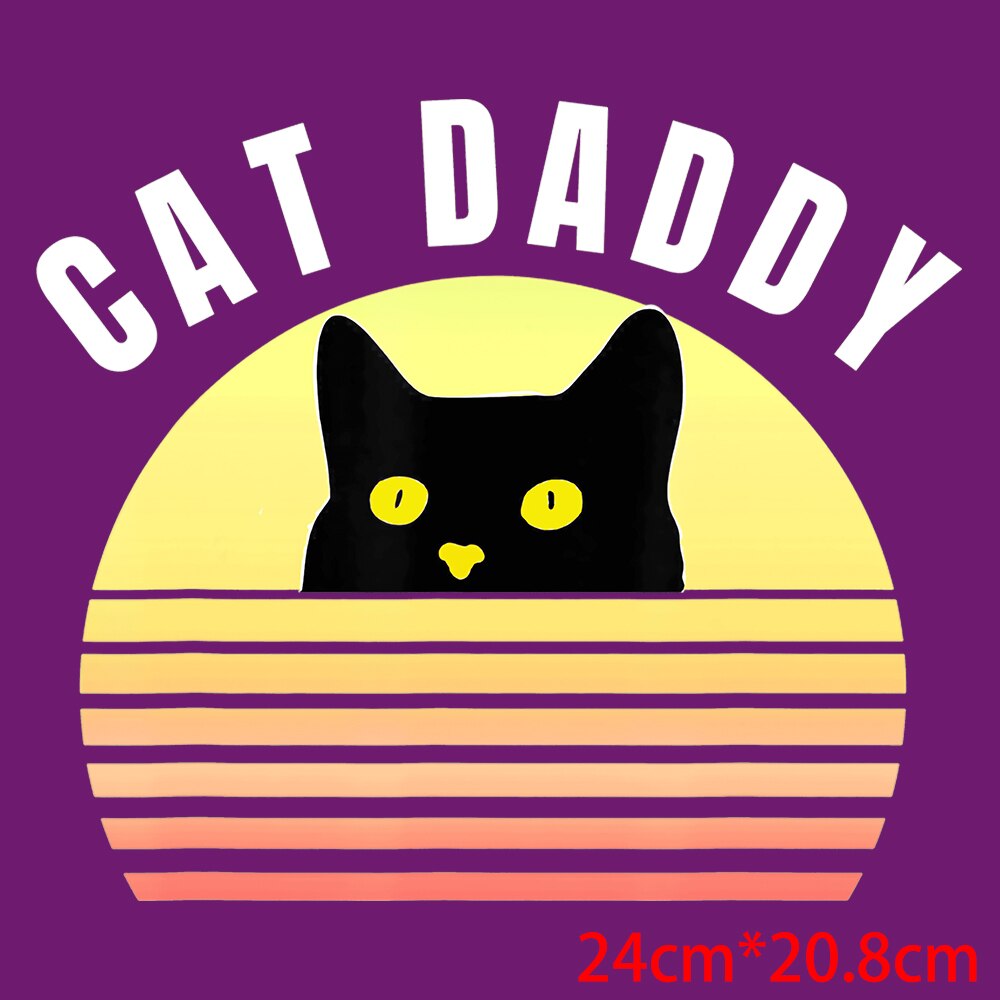 Dad Birthday Gift Funny Dad Cat Patches Father's Day Heat Transfer Stickers Fashion Thermo Stickers Fashion Graphic Appliques