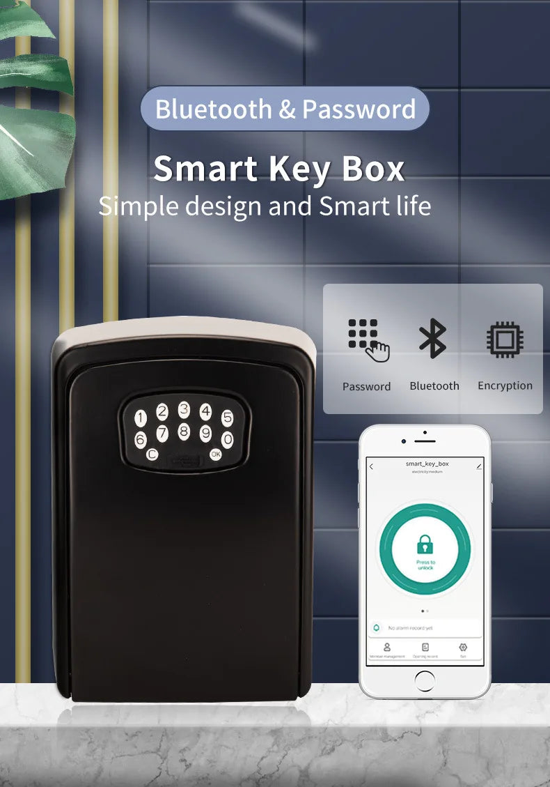 Tuya Wall Mounted Large Capacity Key Box Smart Home Security Zinc Alloy Waterproof Intelligent APP Password Electronic Safe Box