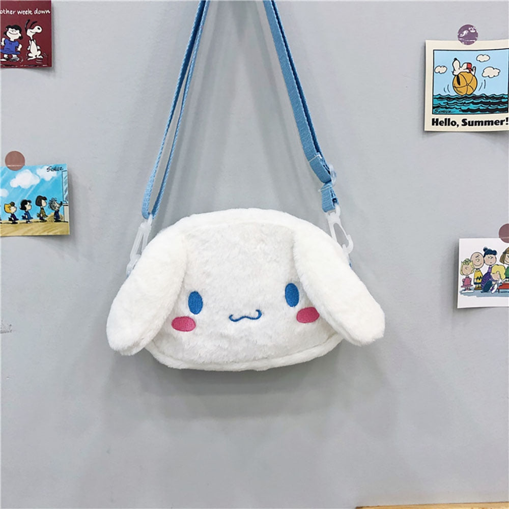 Kawaii Sanrio Hello Kitty Mini Shoulder Bag Cartoon Messenger Plush Backpack Earphone Storage Bag for Girl Kids Cute Rucksack