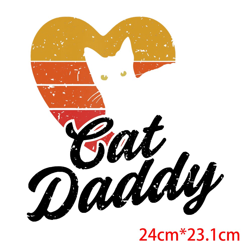 Dad Birthday Gift Funny Dad Cat Patches Father's Day Heat Transfer Stickers Fashion Thermo Stickers Fashion Graphic Appliques