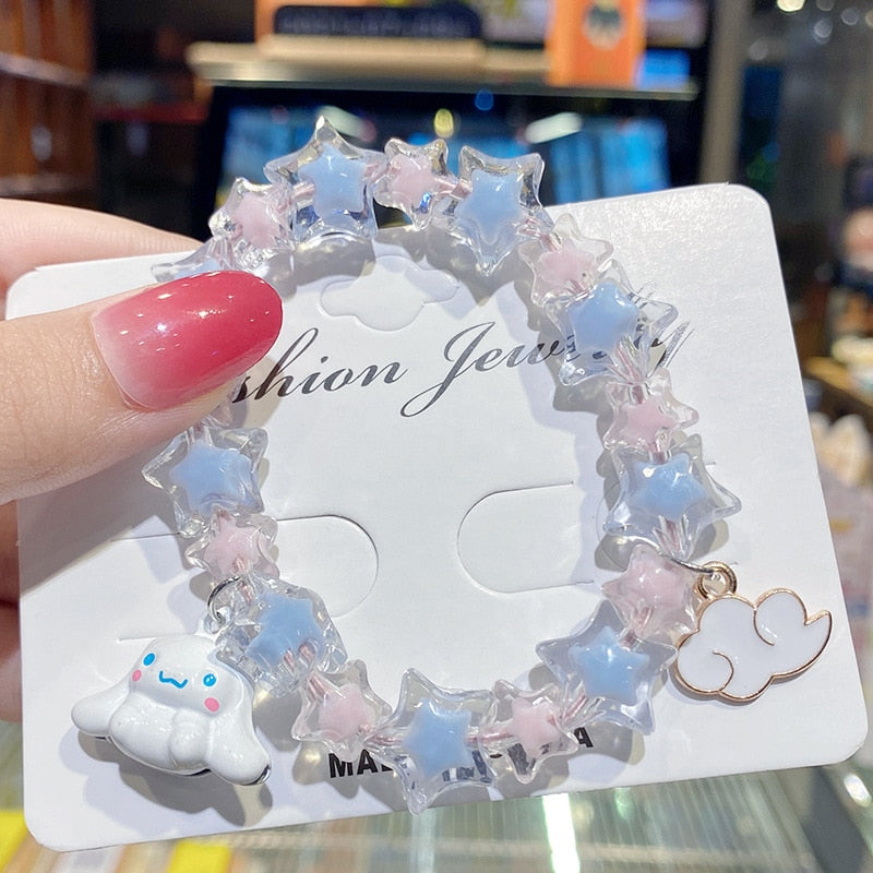 Kawaii Hello Kitty Bracelet Cinnamoroll Cartoon Anime Sanrios Bangle My Melody Jewelry Charms Cute Accessory Birthday Girls Gift