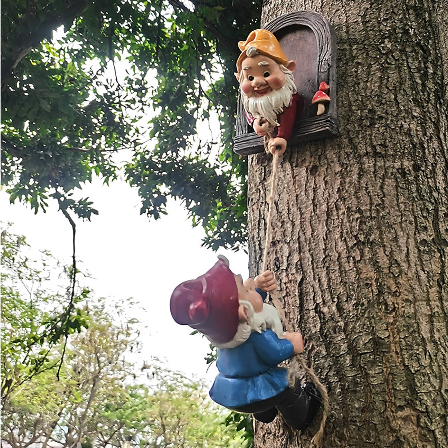 Garden Climbing Gnomes Tree Decor Cute Gnome Garden Statue Art Resin Dwarf Sculpture for Yard Outdoor Decoration Ornaments