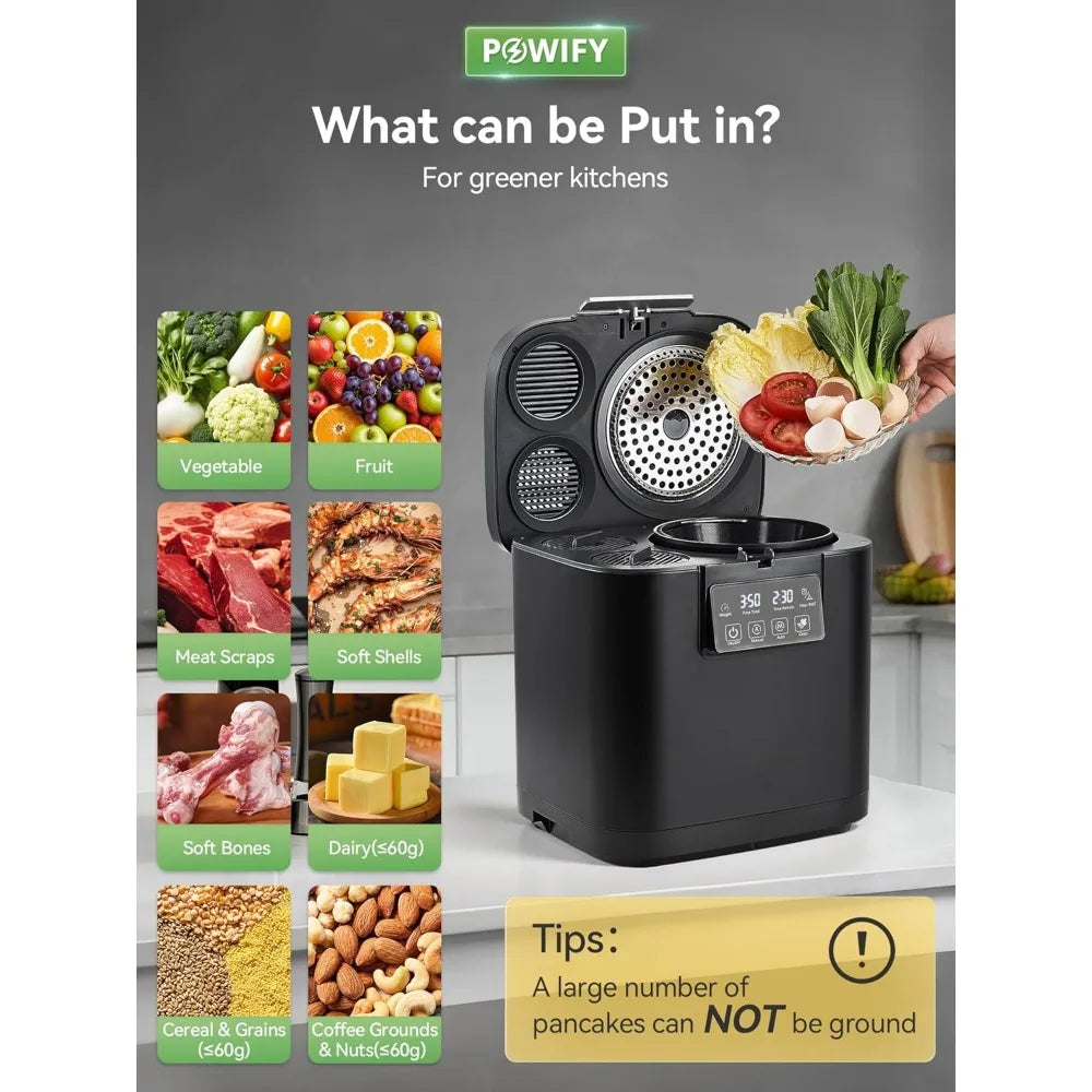 Electric Compost Bin Kitchen Capacity Composter Bins Outdoor Indoor with Tri-Blade, Smart Waste Dispenser Countertop Compost