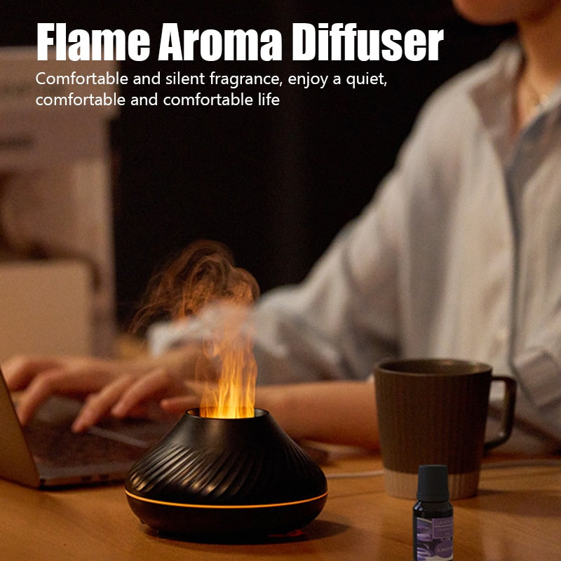 3D Colorful Flame Aroma Diffuser USB Car Aromatherapy Air Humidifier Mist Fragrance Home Ultrasonic Silent Essential Oil Difusor