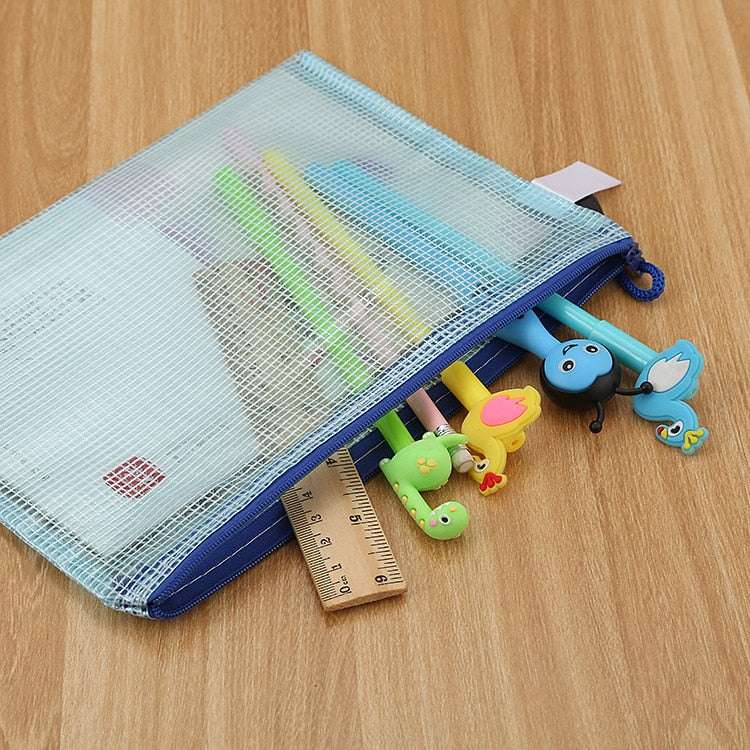 5PCS Stationery Storage Folder File Mesh Zipper Pouch A4 A5 A6 B4 B5 A3 B4 Document Bag Zip File Folders School Office Supplies