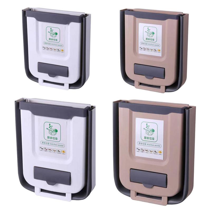 Folding Waste Bin Countertop Trash Can With Bag Holder 10l Folding Small Garbage Can With Trash Bag Container For Cabinet Door