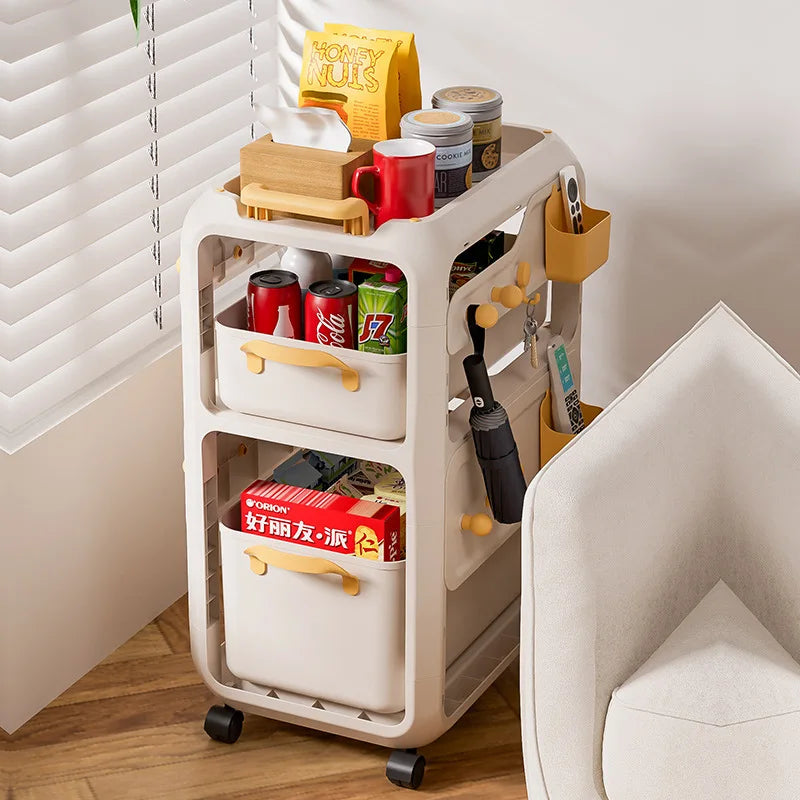 Backpack Storage Rack, Movable Trolley, Book Storage Artifact, Home Multi-layer Table, Lower Bag Storage Rack, Bookshelf