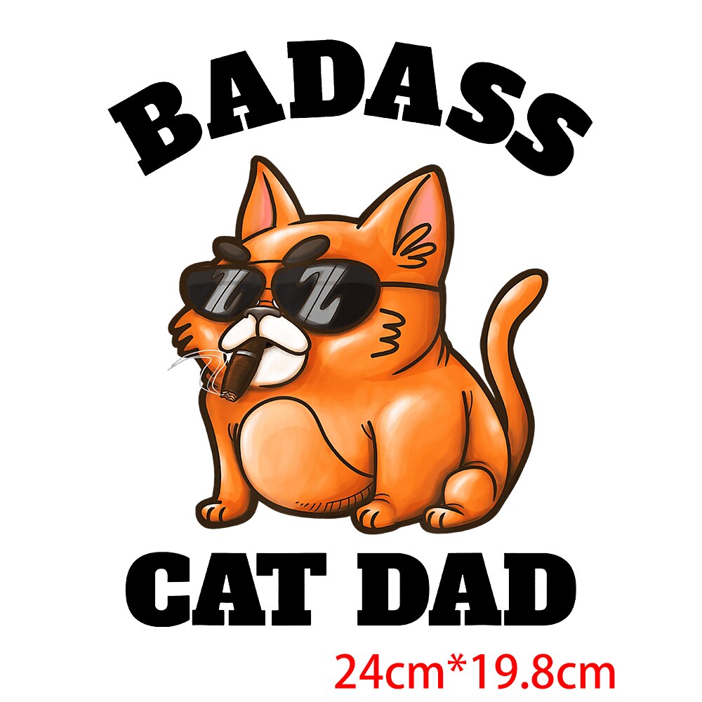 Dad Birthday Gift Funny Dad Cat Patches Father's Day Heat Transfer Stickers Fashion Thermo Stickers Fashion Graphic Appliques