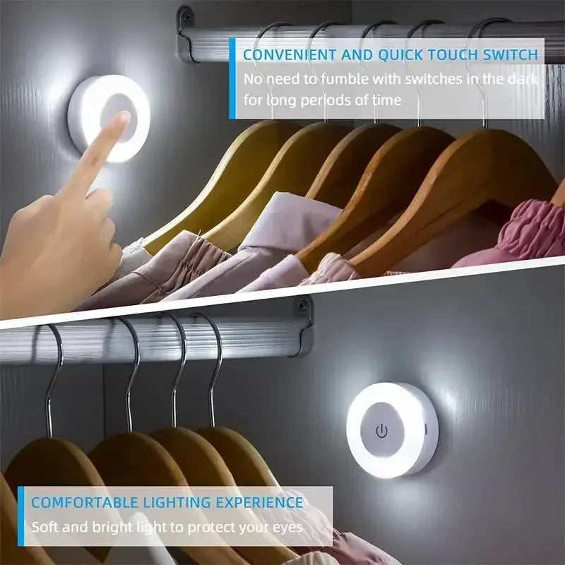 5/1pcs LED Touch Sensor Night Lights Portable USB Rechargeable Magnetic Base Wall Light 3 Modes Bedroom Dimming Night Lamps