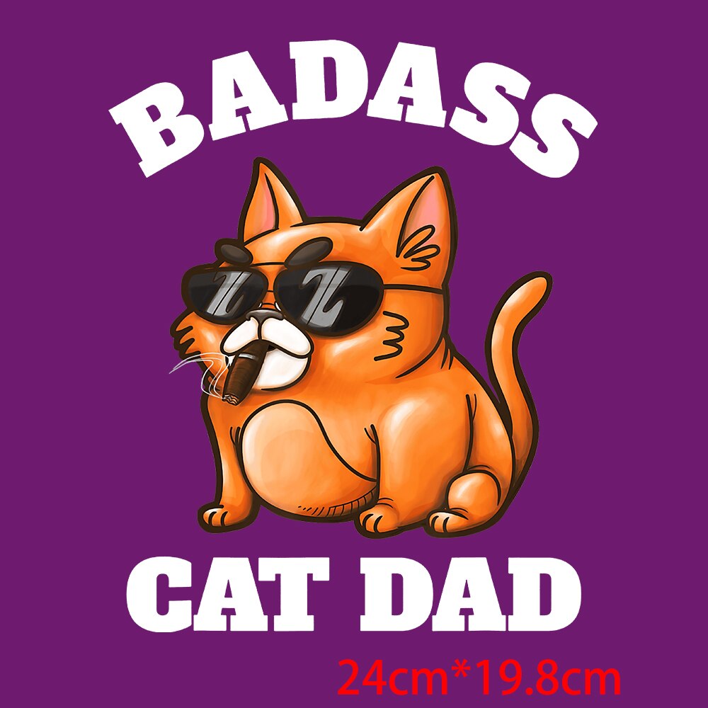 Dad Birthday Gift Funny Dad Cat Patches Father's Day Heat Transfer Stickers Fashion Thermo Stickers Fashion Graphic Appliques