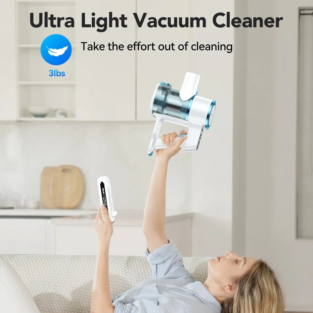 Cordless Vacuum Cleaner, 28kPa Stick Vacuum with LED Display, Powerful Vacuum Cleaner up to 40mins Runtime