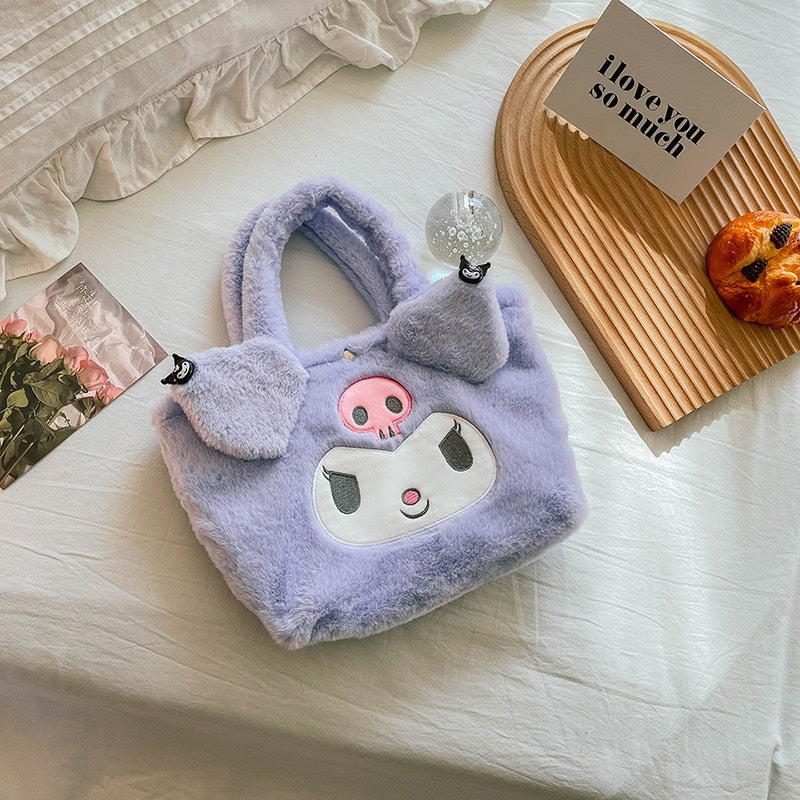 Kawaii Sanrio Hello Kitty Mini Shoulder Bag Cartoon Messenger Plush Backpack Earphone Storage Bag for Girl Kids Cute Rucksack
