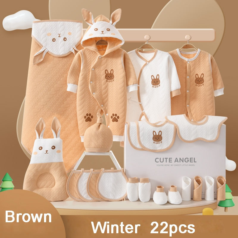 22/24/26 Pieces/0-3Months Newborn Baby Clothing 100% Cotton Kids Clothes Suit Unisex Infant Boys Girls Rabbit Clothing Set