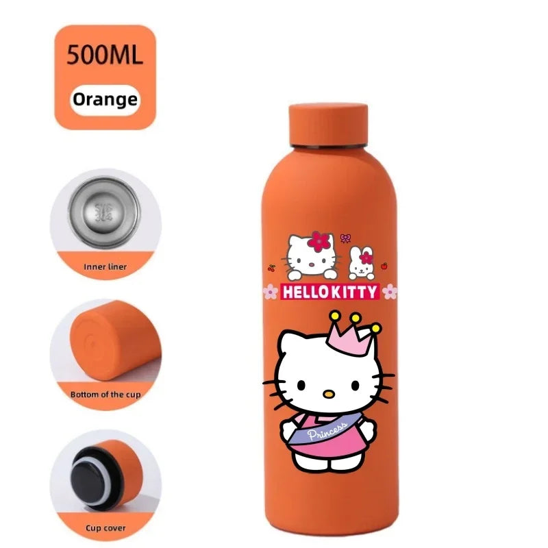 Sanrio 500 ML Thermos Mug Hello Kitty Cartoon 304 Stainless Steel Portable Water Cup Travel Water Bottle Kawaii Cups Kids Gifts