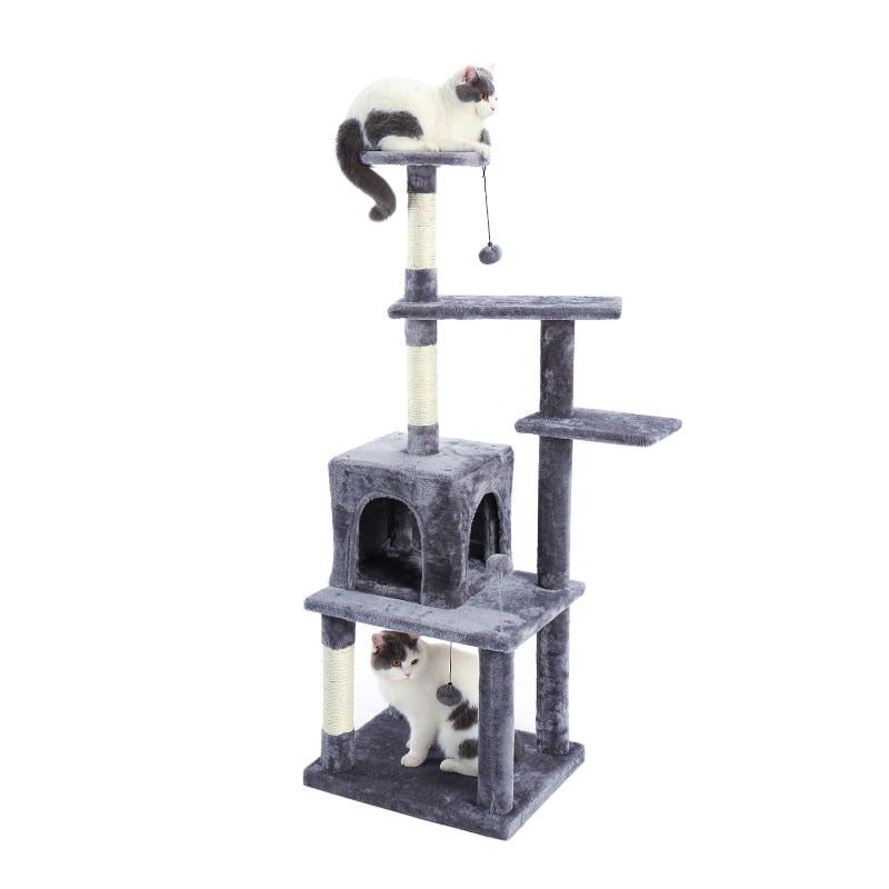 Cat Scratcher Tower Home Furniture Cat Tree Pets Hammock Sisal Cat Scratching Post Climbing Frame Toy Spacious Perch