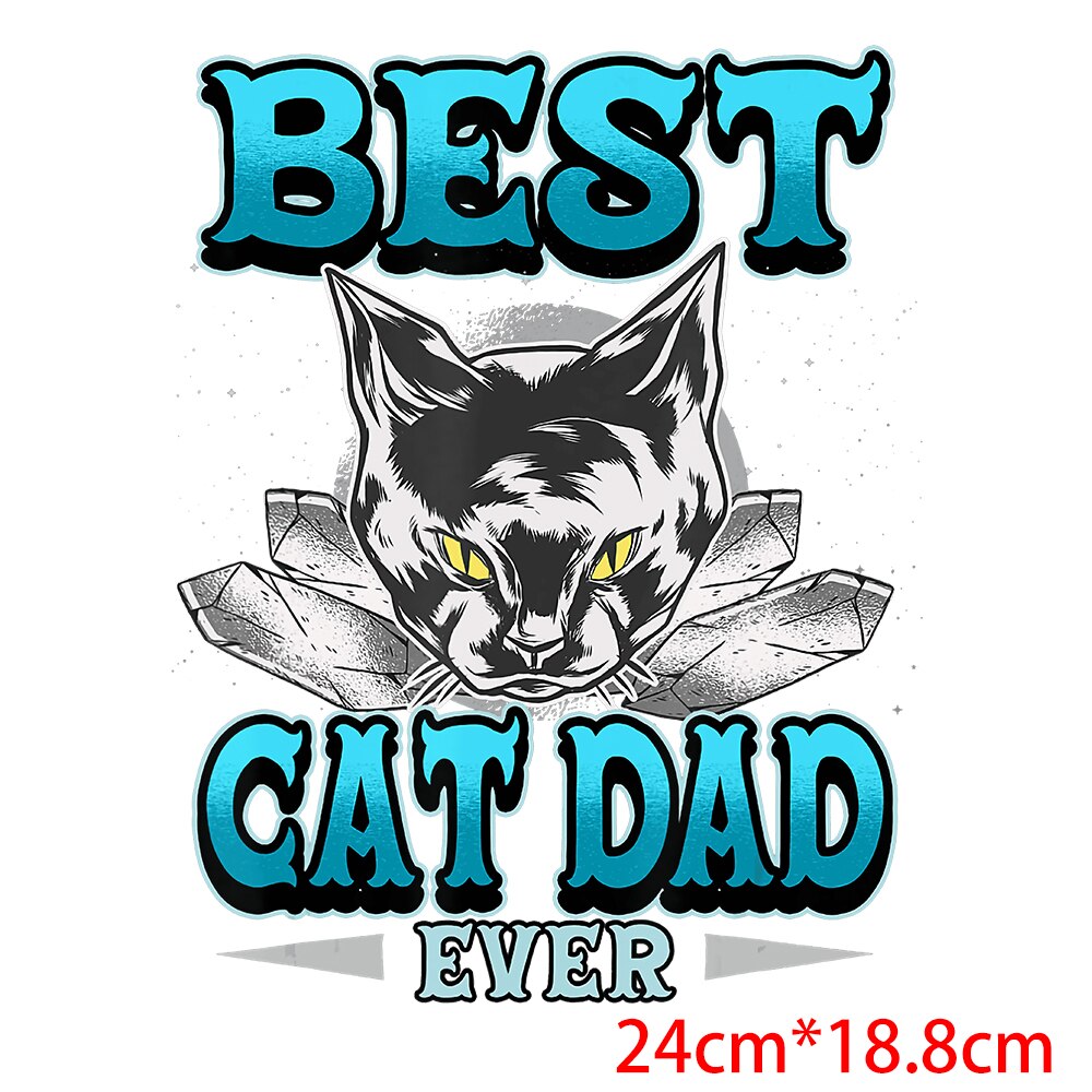 Dad Birthday Gift Funny Dad Cat Patches Father's Day Heat Transfer Stickers Fashion Thermo Stickers Fashion Graphic Appliques