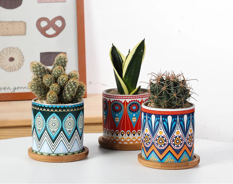 1PC Mini Flower Pots Mini Green plant pot Garden Colorful Ceramics Nursery Pots for Home Succulent plants indoor flowerpot Decor
