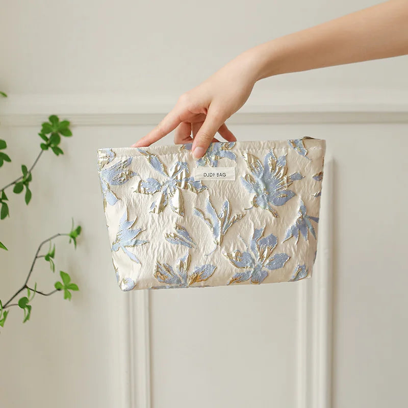 DJDF Women's Cosmetic Bag Green Seaweed Skincare Products Large Capacity Storage Bag Portable Travel Toiletry Bag Coin Purse