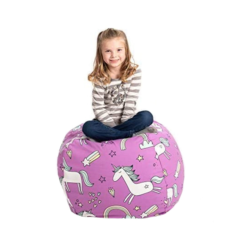 New Bean Bag Storage Stuffed Animal Chair Kids Toys Zip Canvas Children Kids Plush Toy Organizer Large Capacity