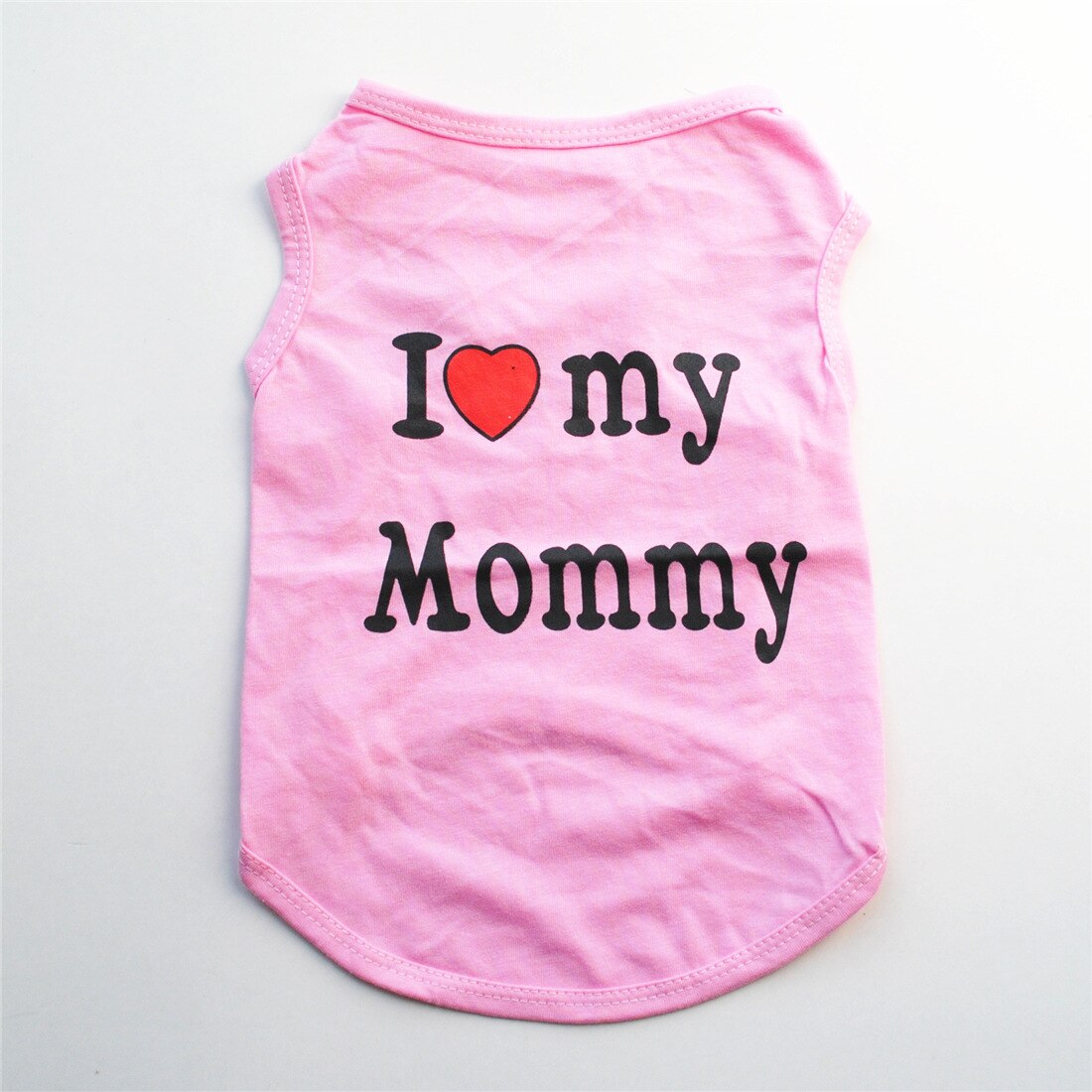 Cute Cotton Pet Clothes For Bichon Teddy Chiuaua Pink Black Bue Classic Love Mommy Daddy Pattern Dogs Vest T-Shirt Product