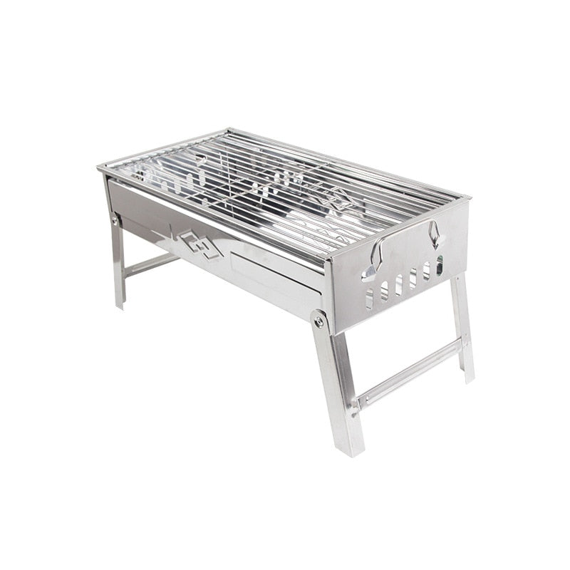 Portable Folding BBQ Grill Heating Stoves Multifunction Camping Barbecue Grill Rack Net Firewood Stove Stainless Steel BBQ Grill