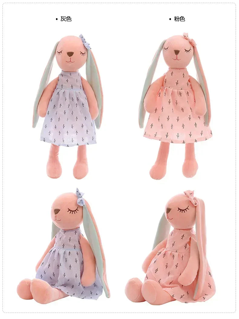 New 35cm Long Ears Cute Rabbit with Bow Doll Baby Soft Plush Toy Sleeping Stuffed Animal Baby Appease Gift for Infants Doll