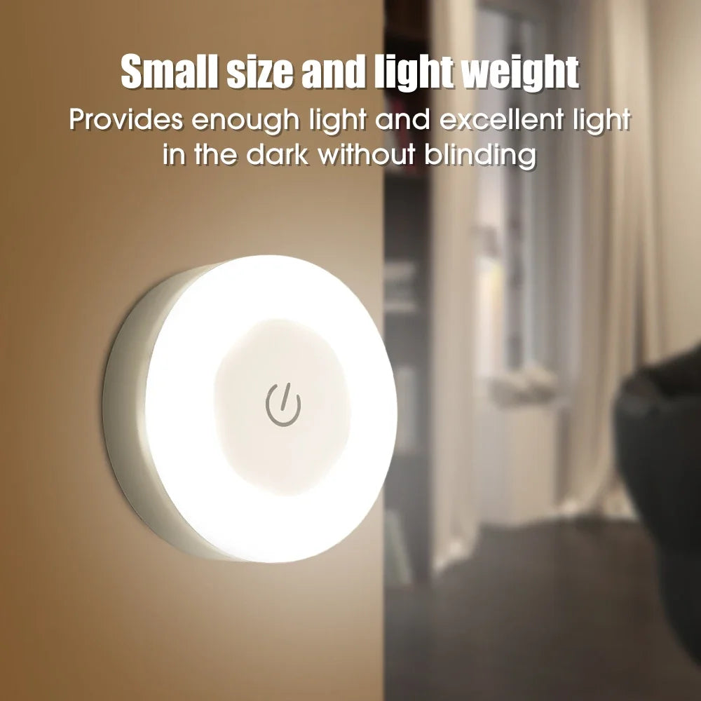 5/1pcs LED Touch Sensor Night Lights Portable USB Rechargeable Magnetic Base Wall Light 3 Modes Bedroom Dimming Night Lamps
