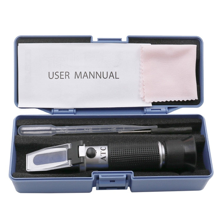 Handheld Sugar Refractometer Densimeter 0-32% Brix Sugar Concentration Tester Device Fruits Grapes ATC in Retail Box 30%OFF