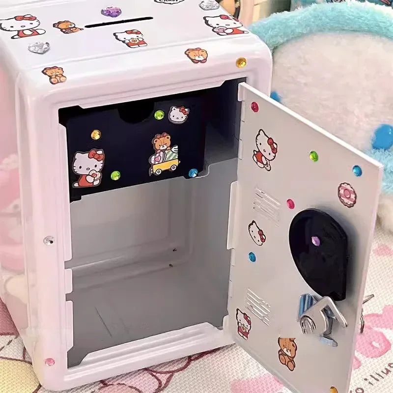 Sanrio My Melody Cinnamoroll Piggy Bank Cartoon Anime Hello Kitty Pochacco Pompom Purin Cute Mini Key Safe Deposit Children Toys