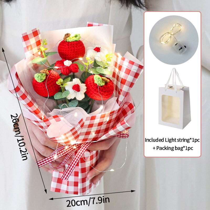 Colorful Crochet Flowers Bouquet Cotton Artificial Flowers Wedding Party Decors Ins Hand Woven Flowers Mother's Day Gift 꽃다발