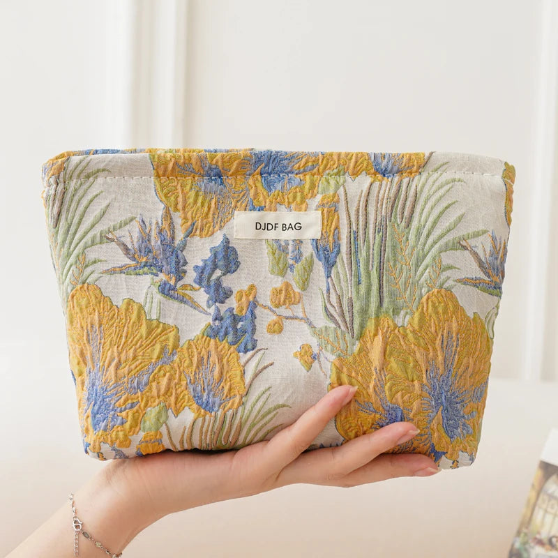 DJDF Women's Cosmetic Bag Green Seaweed Skincare Products Large Capacity Storage Bag Portable Travel Toiletry Bag Coin Purse