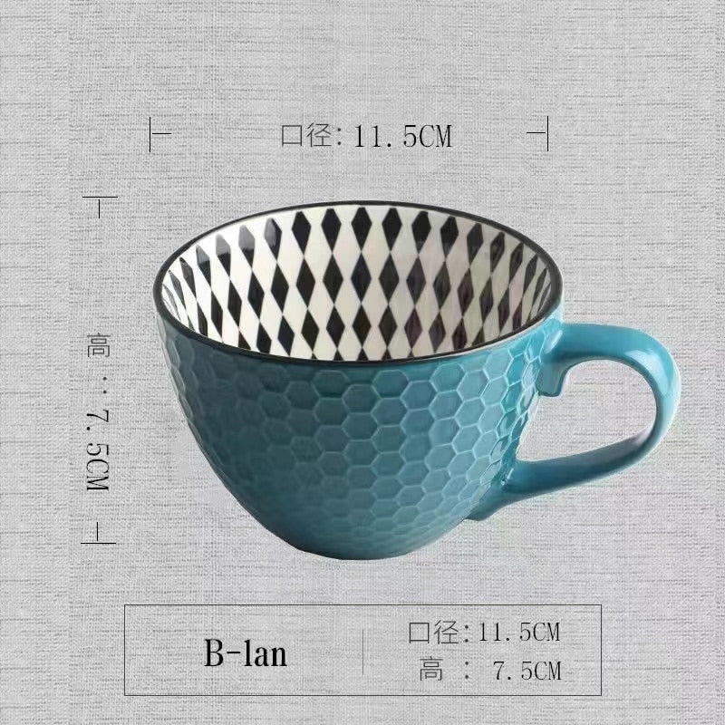 Hot Sale Colorful Ceramic Hand Painted Coffee Mugs Cup Creative Vintage Cafe Bar Drinkware Personality Breakfast Cups Tea Mug