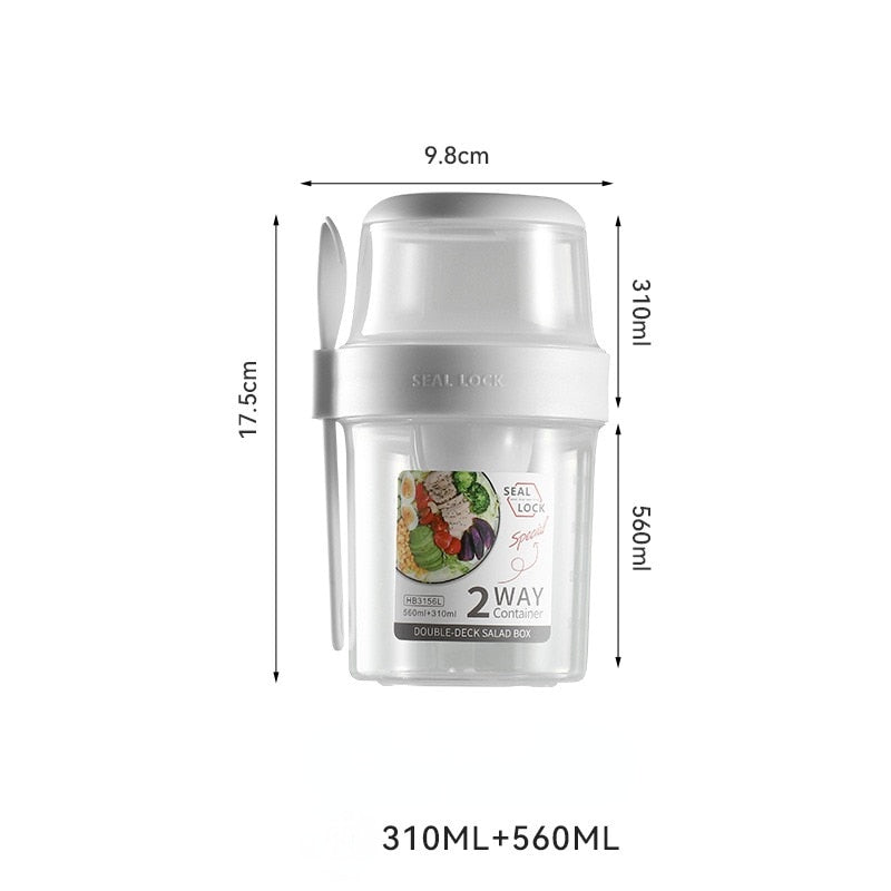 Breakfast Oatmeal Cereal Nut Yogurt Salad Cup Seal Container Set With Fork Sauce Cup Lid Bento Tuppers Food Taper Bowl Lunch Box
