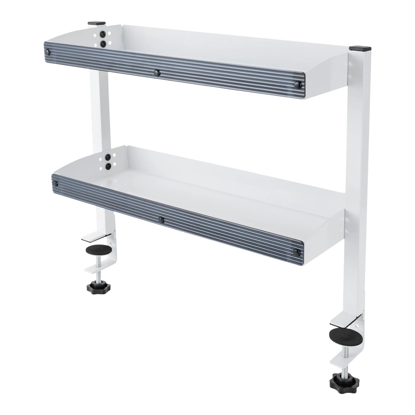 2-Tier Clamp-on Desk Shelf Space-saving Holder Shelving with Adjustable Storage Tray Black/White