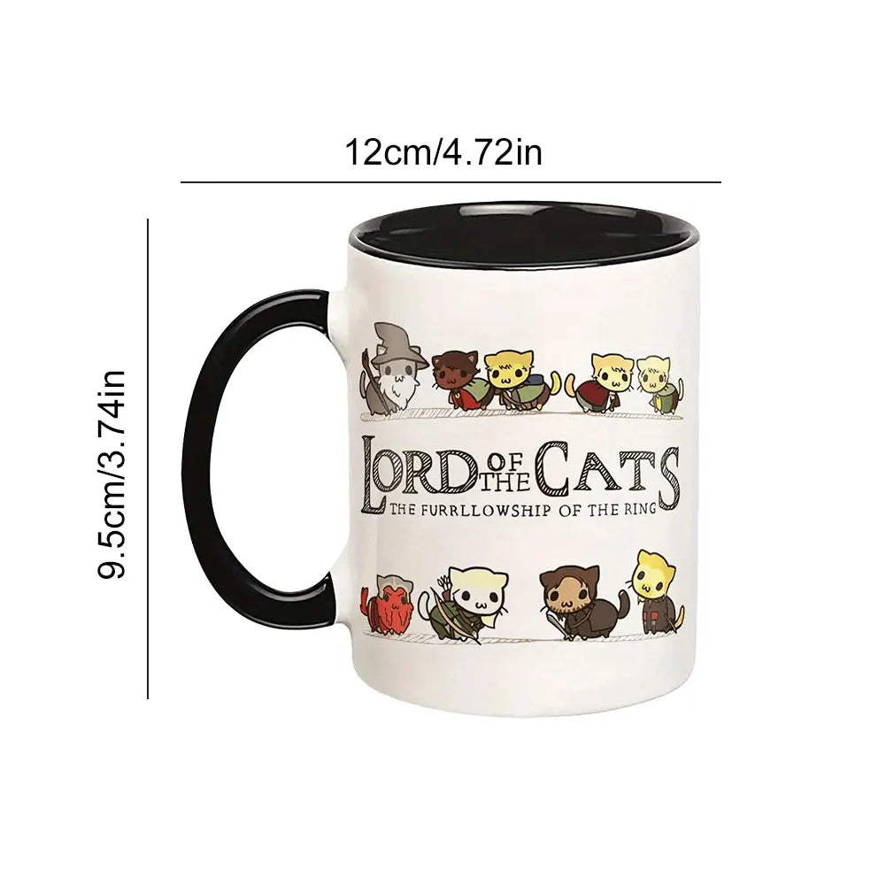 11oz Lord Of The Cats Mug The Furrllowship Of The Ring Cat Lovers Coffee Mug Ceramic Tea Cup for Coffee, Tea and Hot Drinks Gift