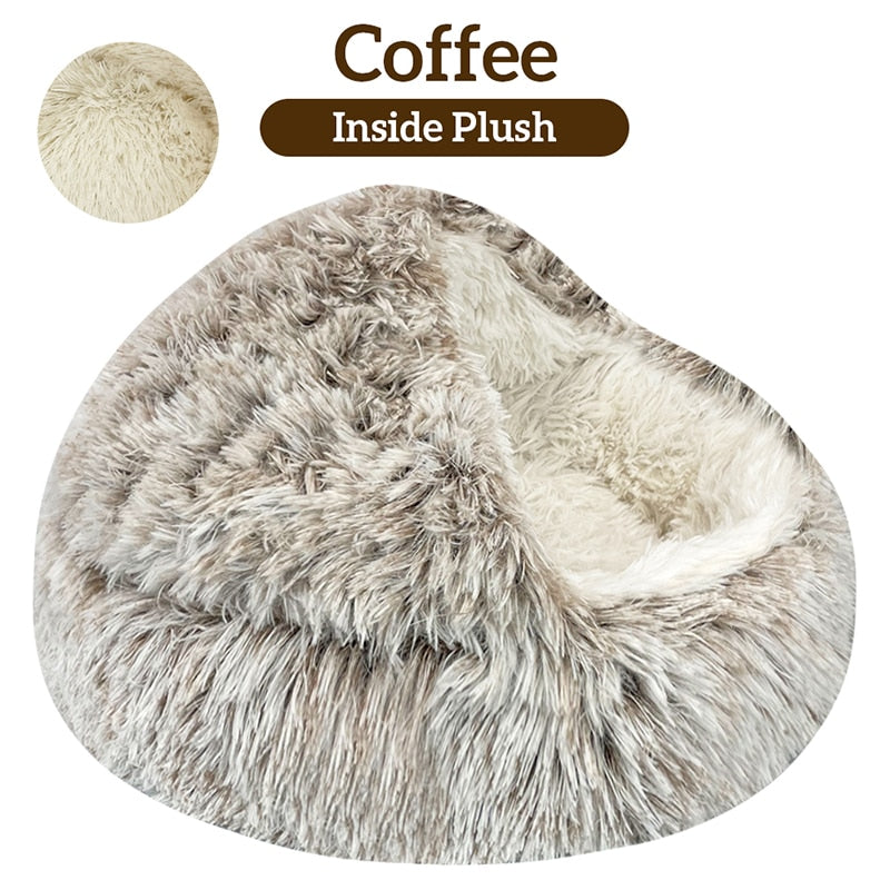 Dog winter plush pet cat bed Round cat mat Cat House 2 in 1 Warm cat sleeping bag cat litter dog kennel Dog supplies