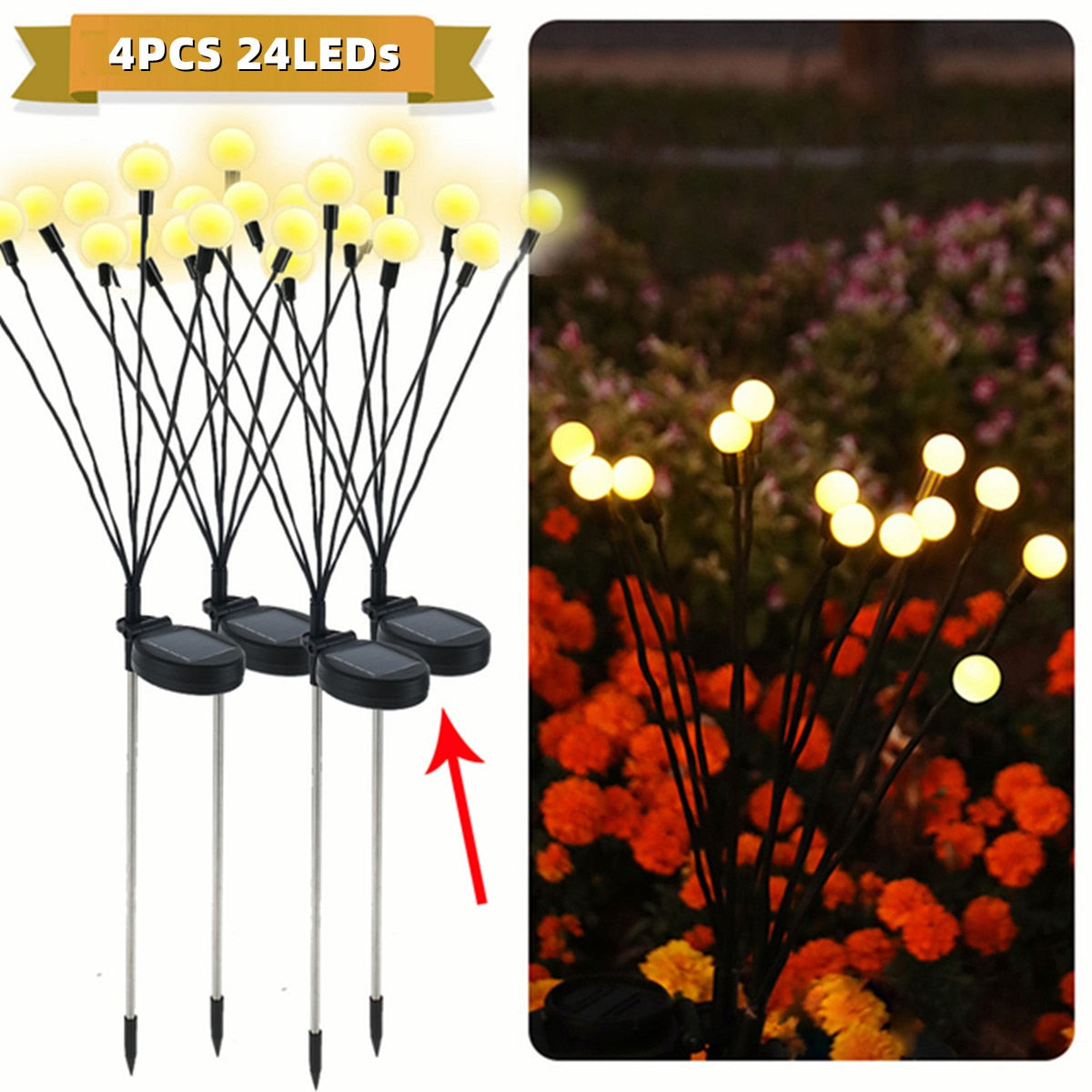 4PCS Solar LED Light Garden Decor -Firework Light - Solar Firefly Garden Lights