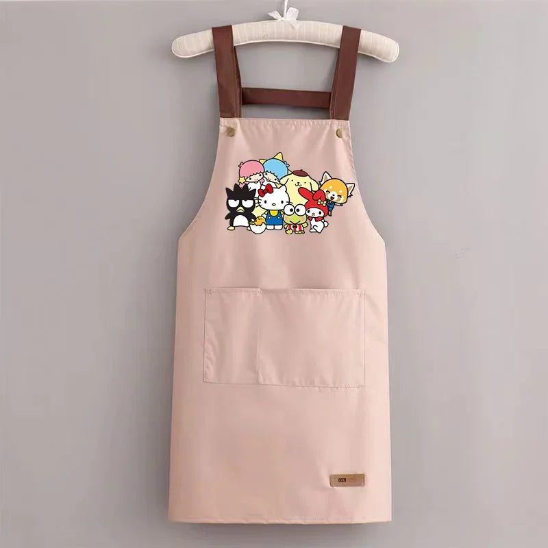 Sanrio Hello Kitty Kitchen Apron Waterproof Ladies Men Home Aprons Wipeable Oil Resistant Baking BBQ Restaurant Cafe Aprons Gift