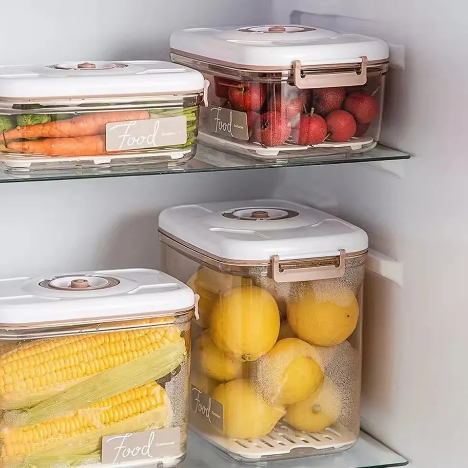 Vacuum Sealed Canister Household Fresh-keeping Box Refrigerator Food Storage Containers Drainable Kitchen Organizers Fruit Tank