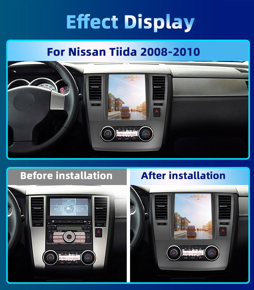 Podofo Android 11 Car Radio For Nissan Tiida 2008-2010 Multimedia Video Player Carplay Auto 9.7'' Autoradio GPS WIFI 256G DVD FM
