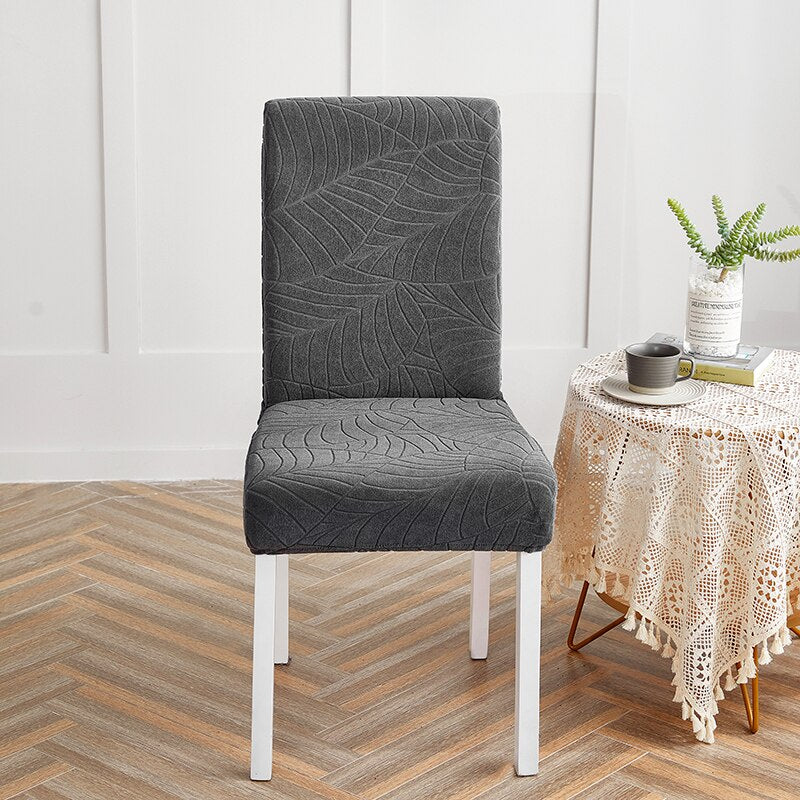 Chair Cover Jacquard For Dinning Room Leaf Pattern Chair Slipcover