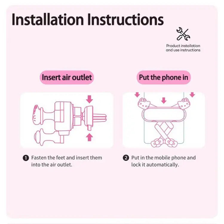 Sanrio Hello Kitty Car Phone Holder for Bracket Gps Stand Cartoon Anti-Skidding Shockproof Rotatable Support Mobile Accessories