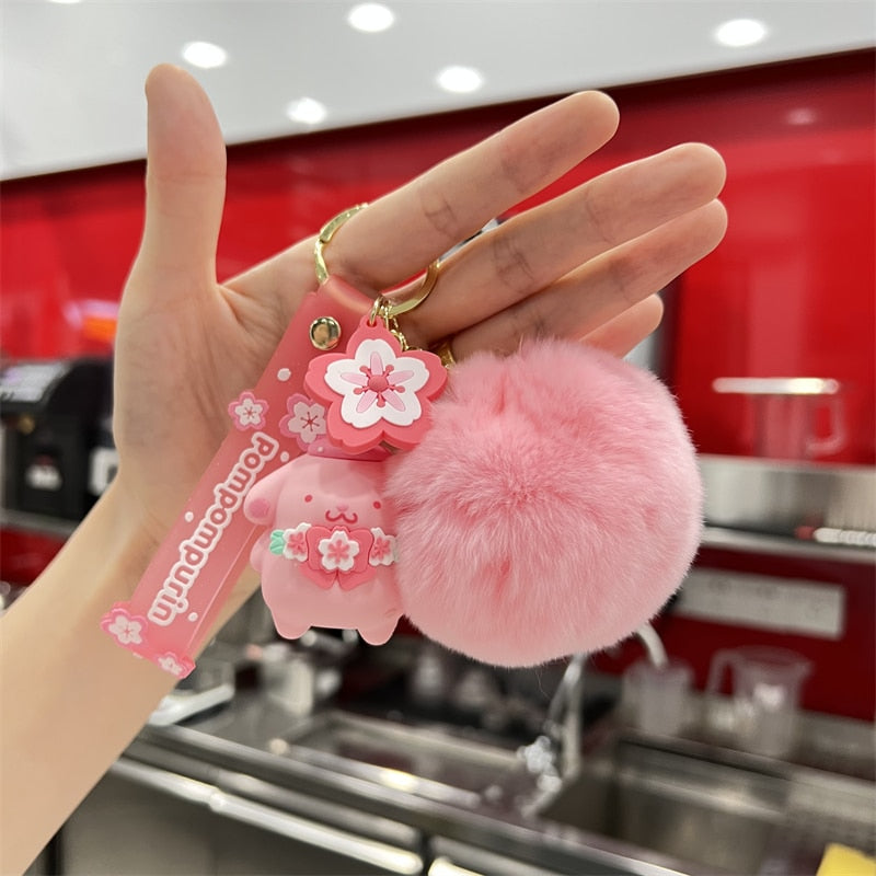 Kawaii Hello Kitty Keychain Sanrio Anime Cartoon Melody Kuromi Cinnamoroll Toys Cute Pendant Dolls Car Key Ring Girl&Child Gifts