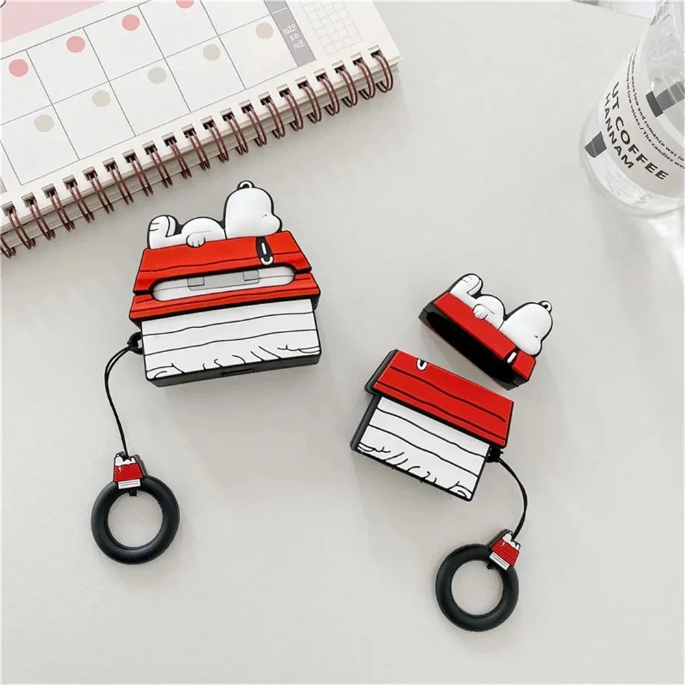 NEW MINISO Snoopy Earphone Case for Airpods Pro 1 2 3 Cartoon Silicone Wireless Bluetooth Earbuds Protective Cover With Lanyard