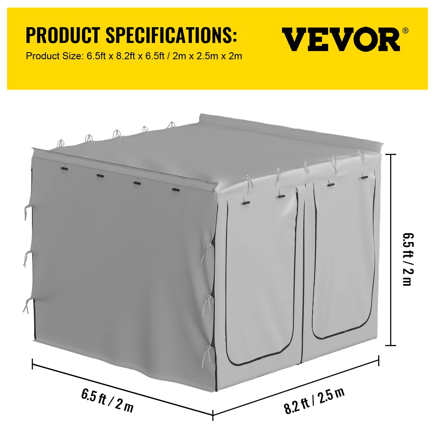 VEVOR Car Awning Room Accessory 300D Oxford Camping Tent with PVC Floor Heavy Duty Extend Shelter for SUV Tent Overland Gear