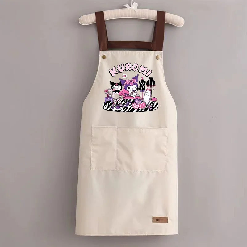 Sanrio Hello Kitty Kitchen Apron Waterproof Ladies Men Home Aprons Wipeable Oil Resistant Baking BBQ Restaurant Cafe Aprons Gift