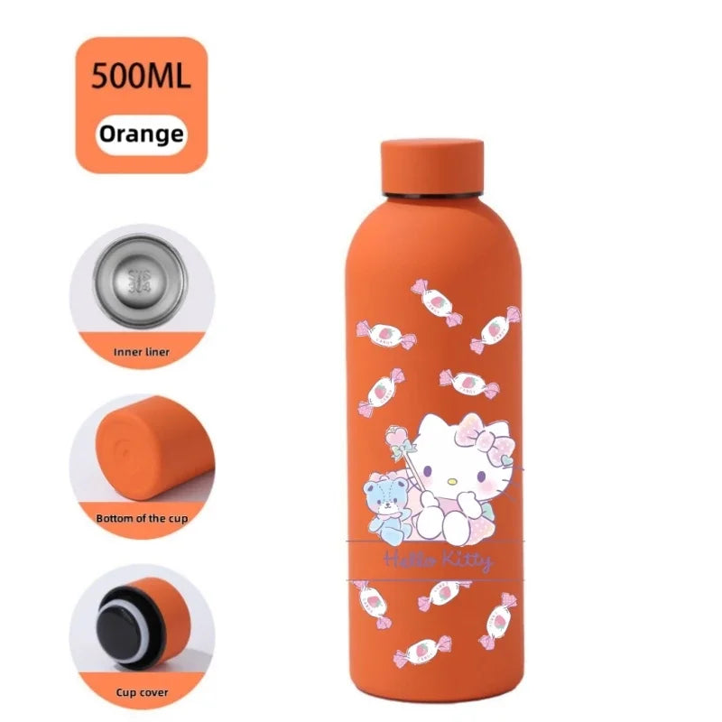 Sanrio 500 ML Thermos Mug Hello Kitty Cartoon 304 Stainless Steel Portable Water Cup Travel Water Bottle Kawaii Cups Kids Gifts