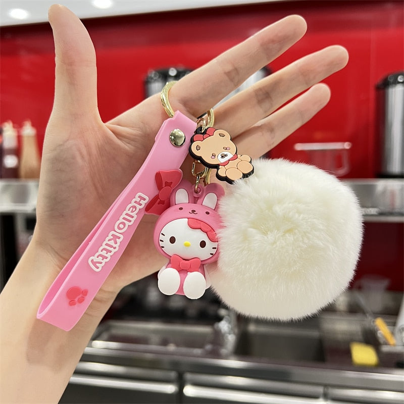 Kawaii Hello Kitty Keychain Sanrio Anime Cartoon Melody Kuromi Cinnamoroll Toys Cute Pendant Dolls Car Key Ring Girl&Child Gifts