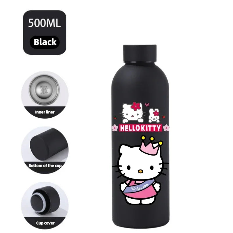 Sanrio 500 ML Thermos Mug Hello Kitty Cartoon 304 Stainless Steel Portable Water Cup Travel Water Bottle Kawaii Cups Kids Gifts