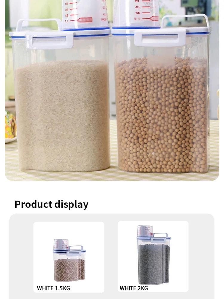Airtight Food Storage Container Large Capacity Kitchen Rice Bucket Pet Food Dispenser Grains Moisture And Insect Proof EasyClean